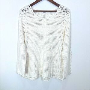 Westport Cream Crochet Loose Knit Cottagecore Bell Sleeve Sweater Size‎ 1X